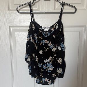 Chic Black Floral Women's Blouse